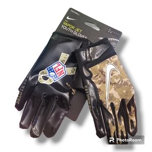 Nike Football Vapor Jet Youth Gloves NFL Logo Salute to Service Camo L New